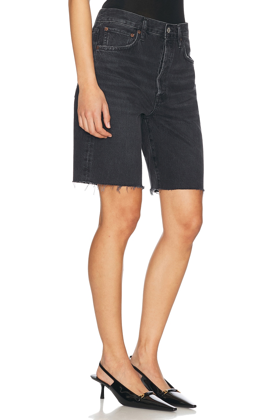 Agolde Stella Distressed Organic Denim Shorts In Hitch