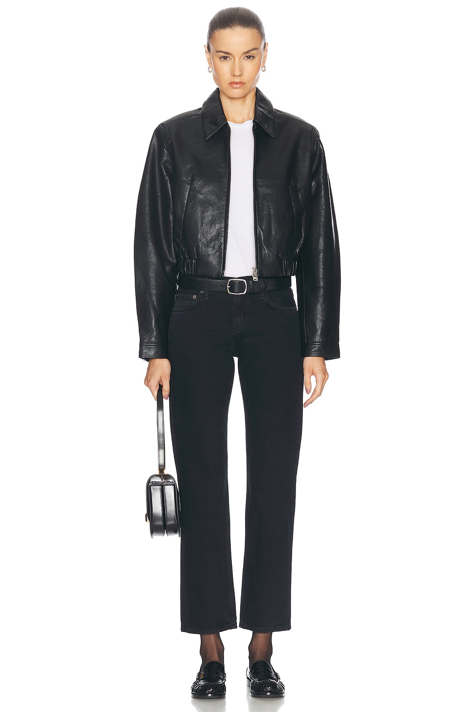 AGOLDE Essie Cropped Jacket in Black FWRD