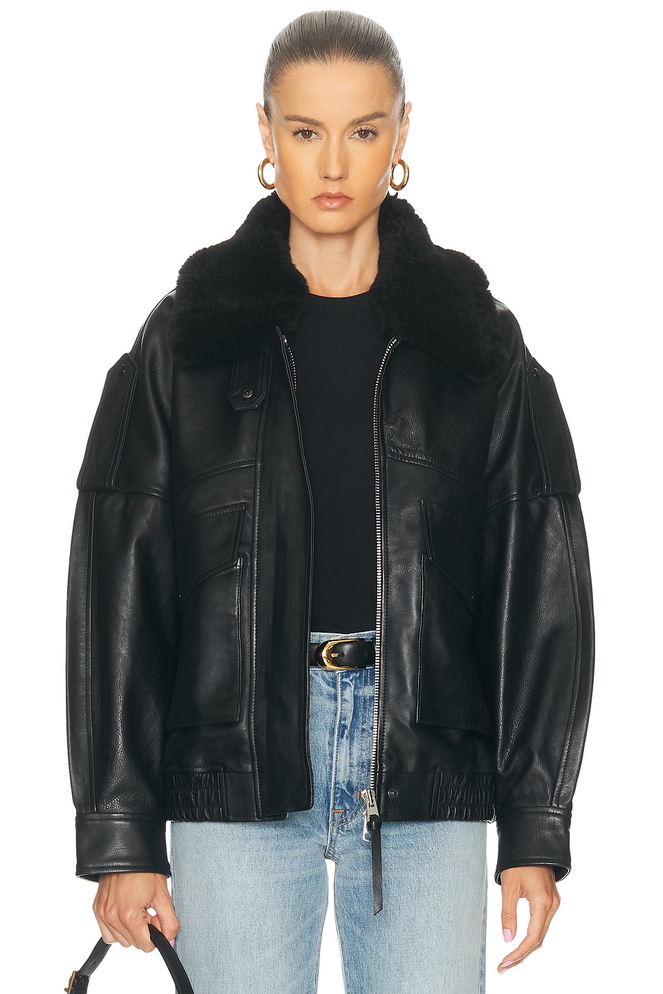 Agolde Avril Leather Jacket In Black