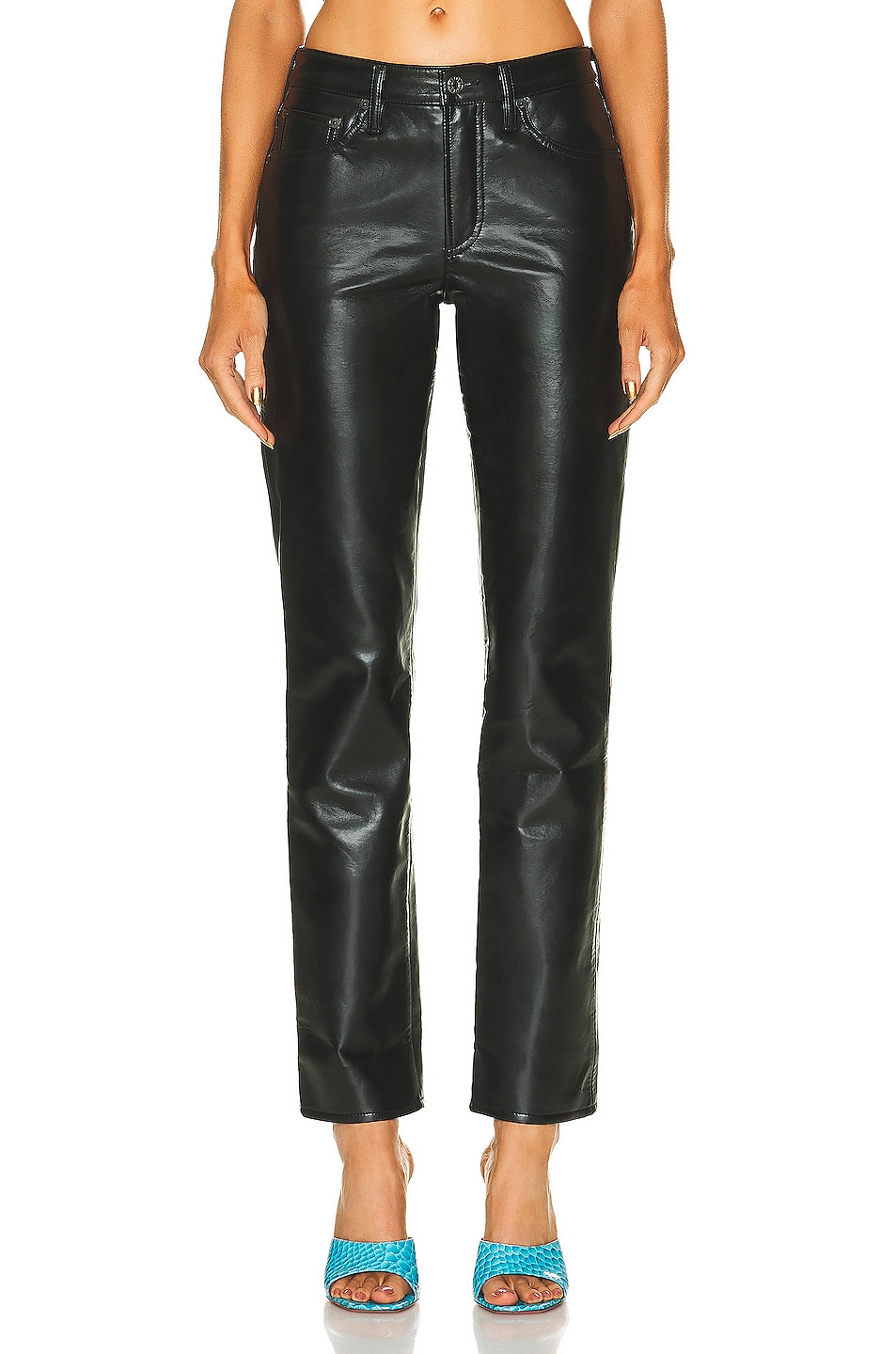 Image 1 of AGOLDE Recycled Leather Lyle Low Rise Slim in Detox