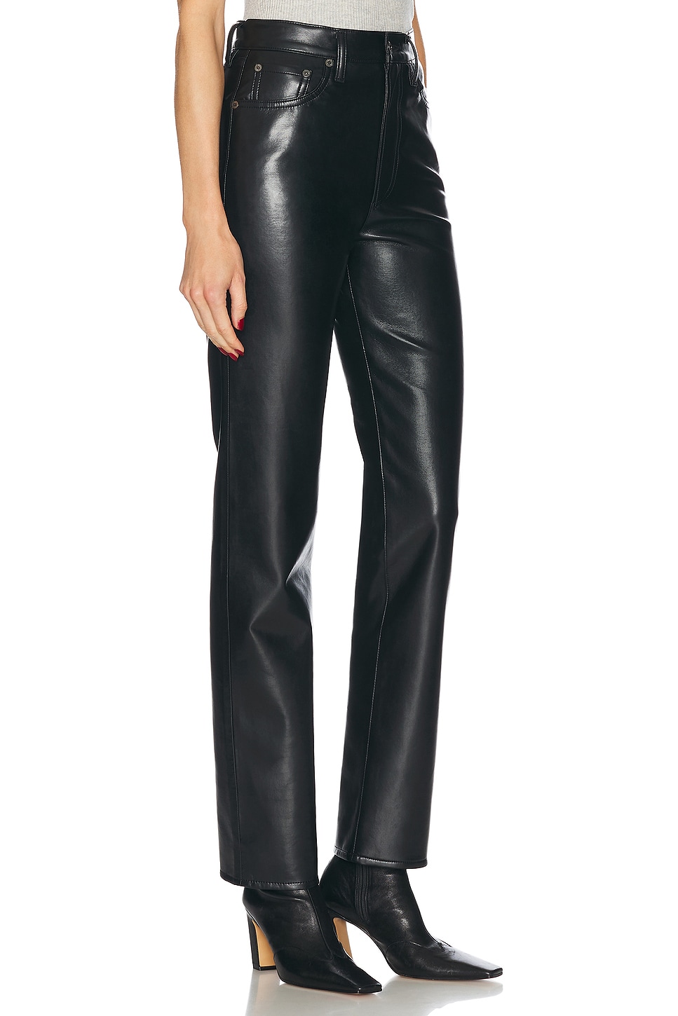 Agolde 90s Pinch Straight-leg High-rise Recycled-leather-blend Jeans In Black