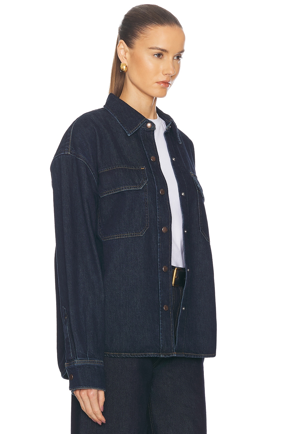 Shop Agolde Gwen Slice Shirt In Rinse