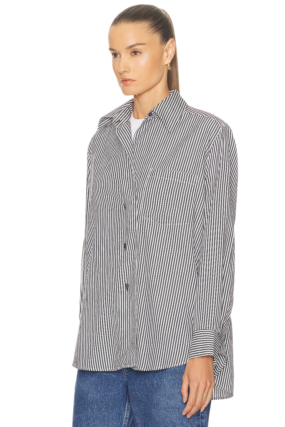Agolde Aris Stripe Button-up Shirt In White