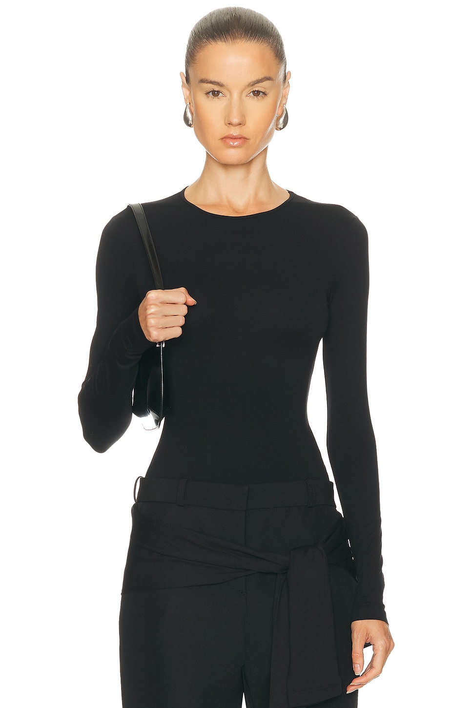Image 1 of AGOLDE Aura Long Sleeve Bodysuit in Black