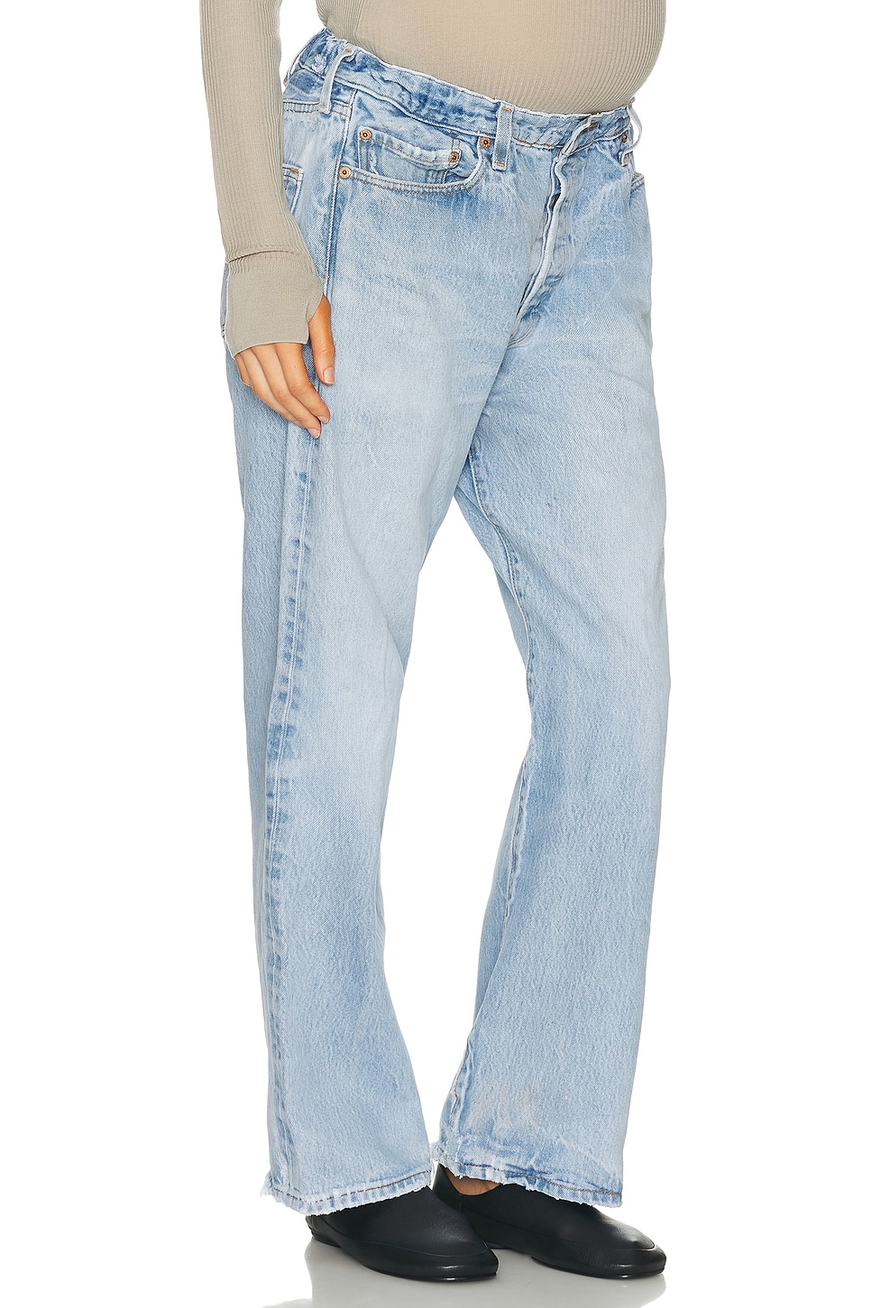 Image 1 of aligrace Vintage Maternity Baggy Jeans in Light Medium