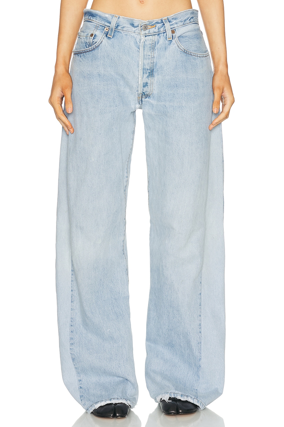 Image 1 of aligrace Retro Oversized Wide Leg Jeans in Light