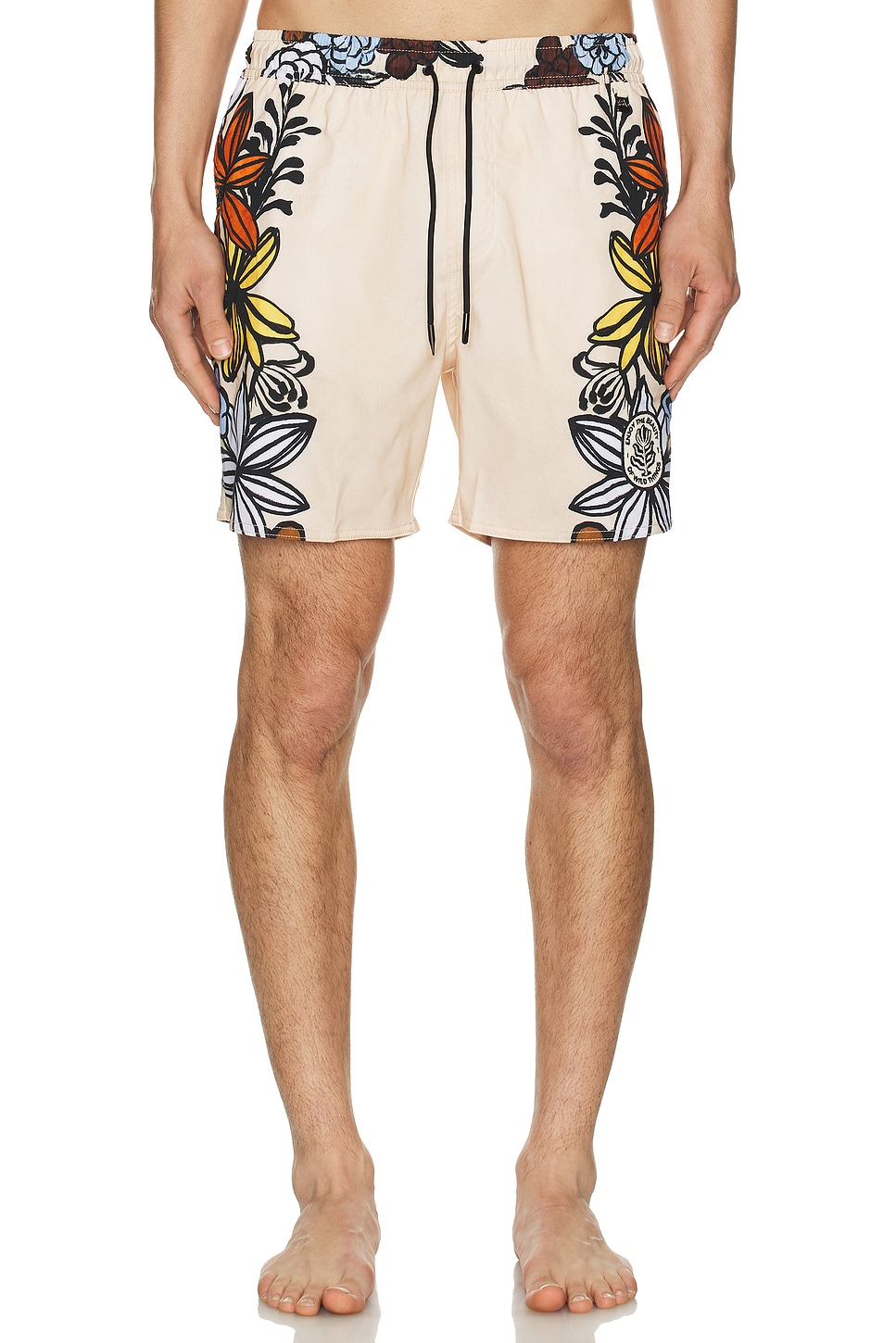 Image 1 of Agua Bendita Joe Trunks in Cream, Orange, & Yellow