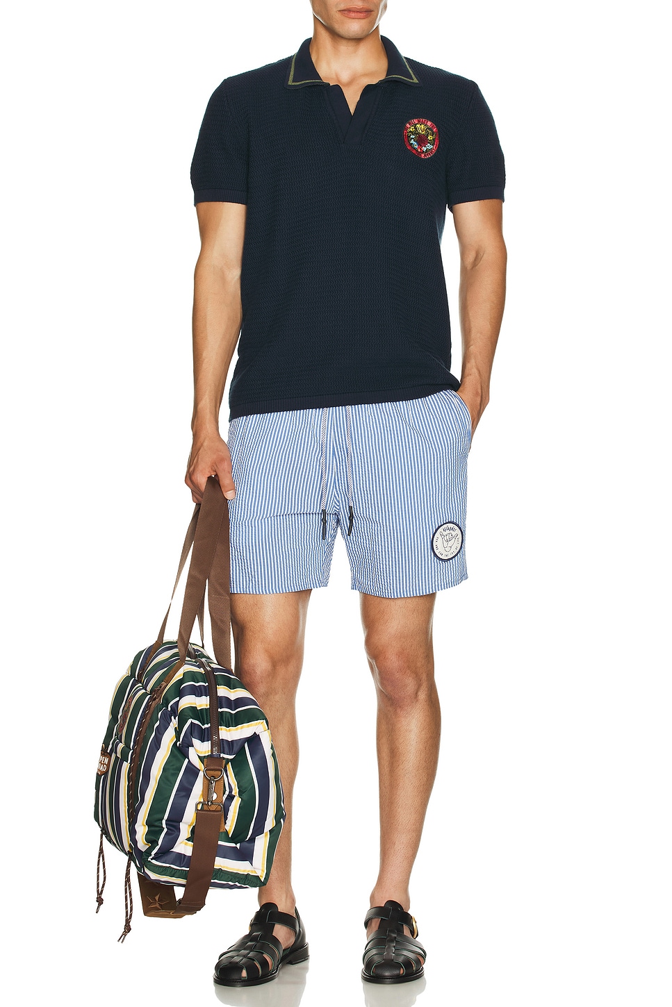 Image 1 of Agua Bendita Joe Swim Trunks in Blue & White