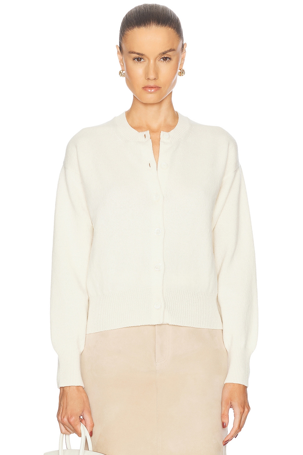 Shop And-daughter Ada Crewneck Cardigan In White