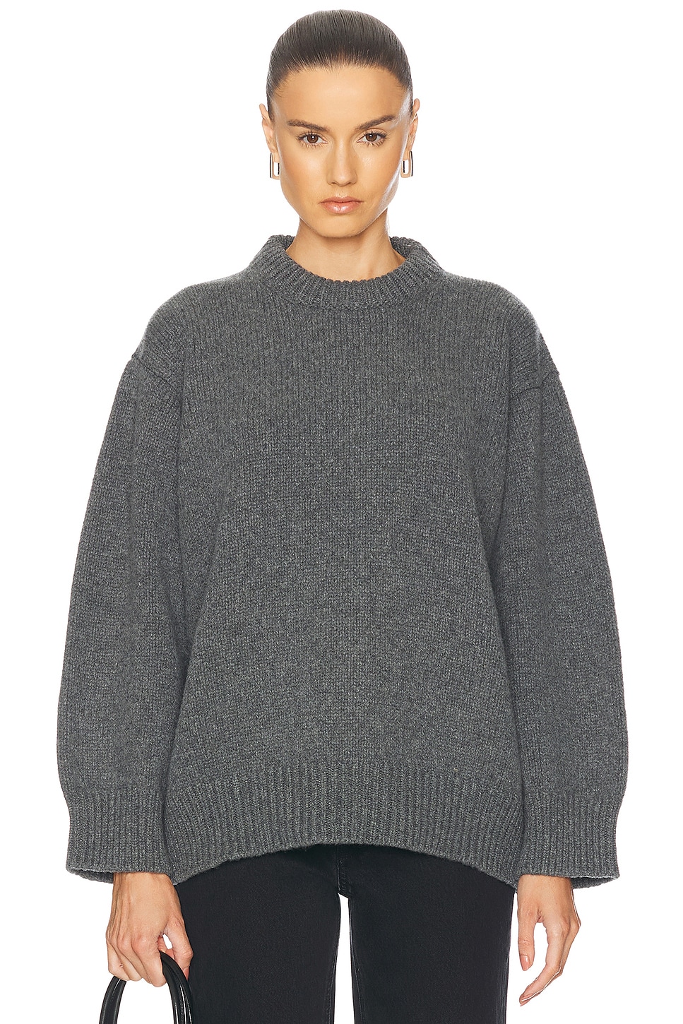 Caragh Chunky Slouch Crewneck Sweater in Grey