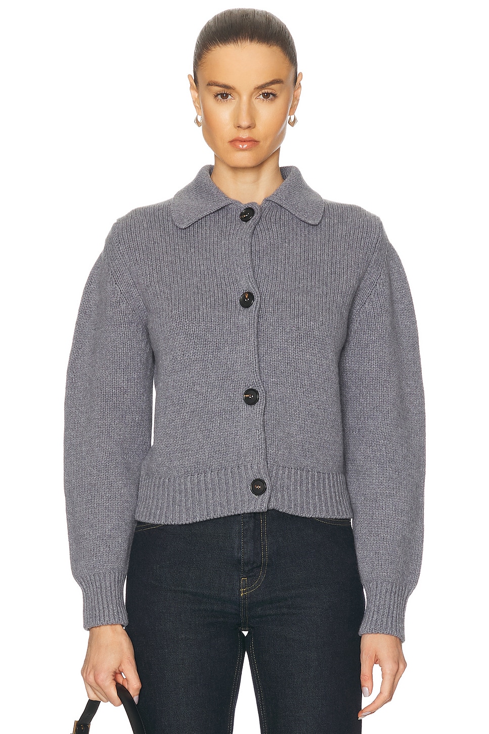 Wool Cashmere Collared Jacket in Grey