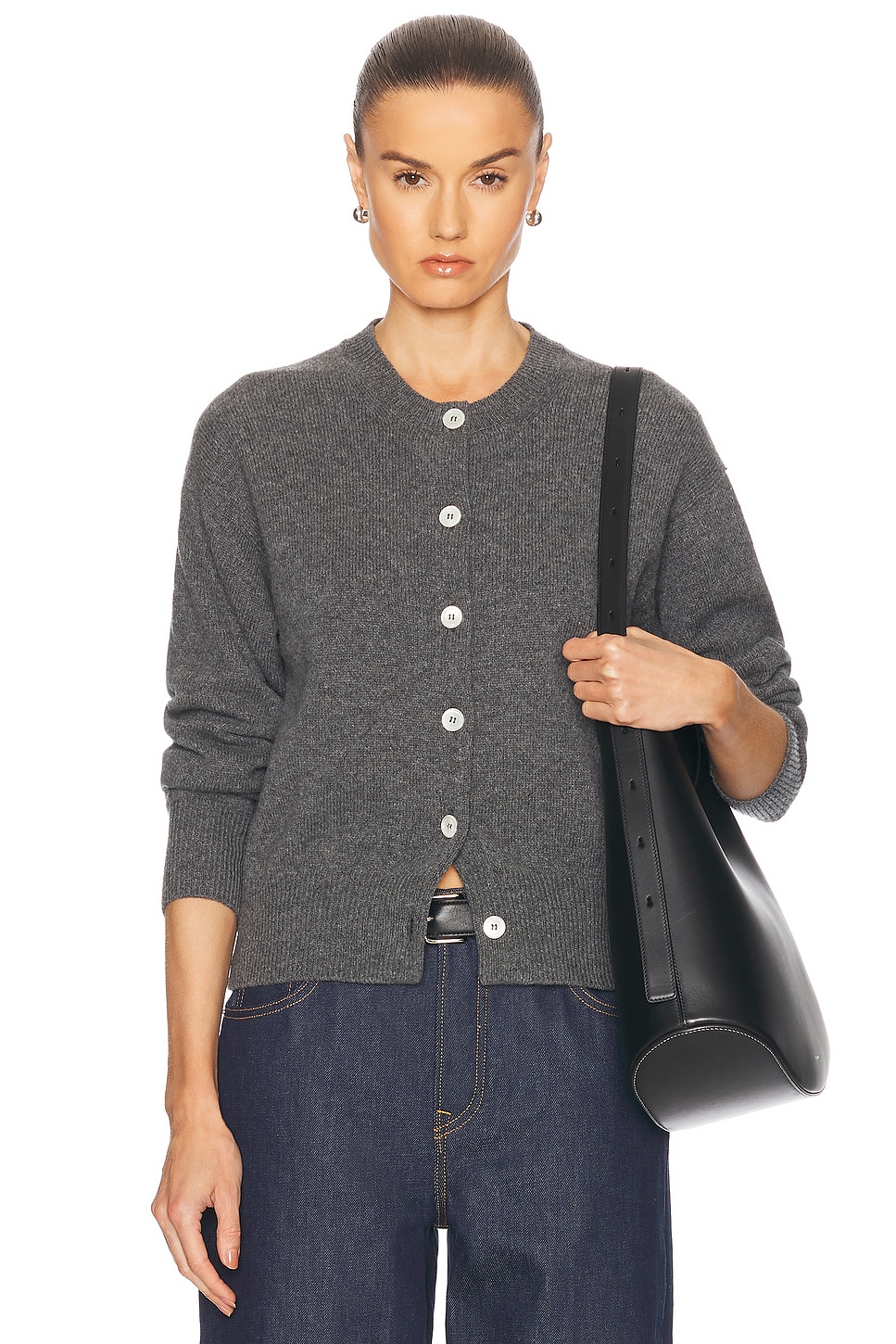 Ada Crewneck Cardigan in Grey