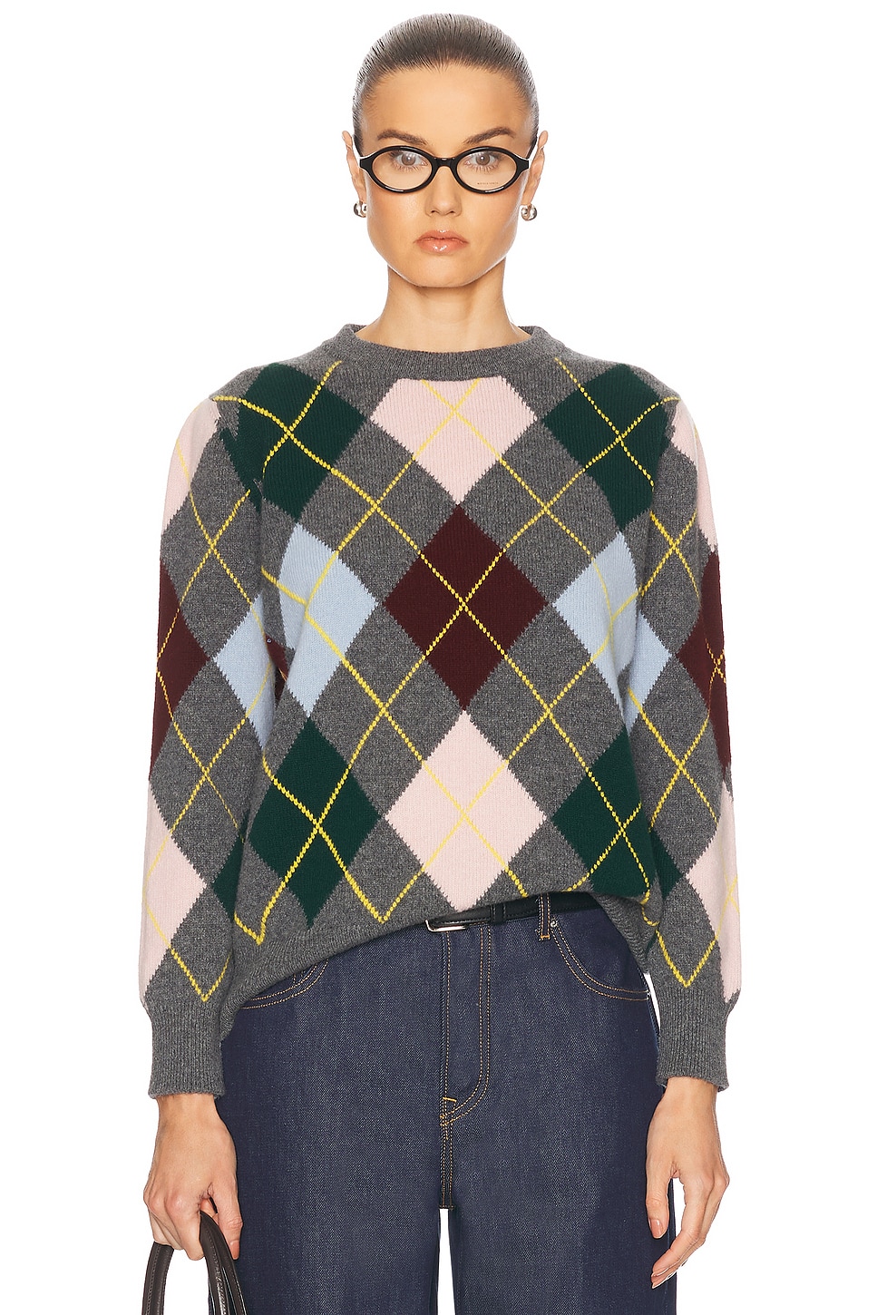 AND-DAUGHTER ARGYLE CREWNECK SWEATER