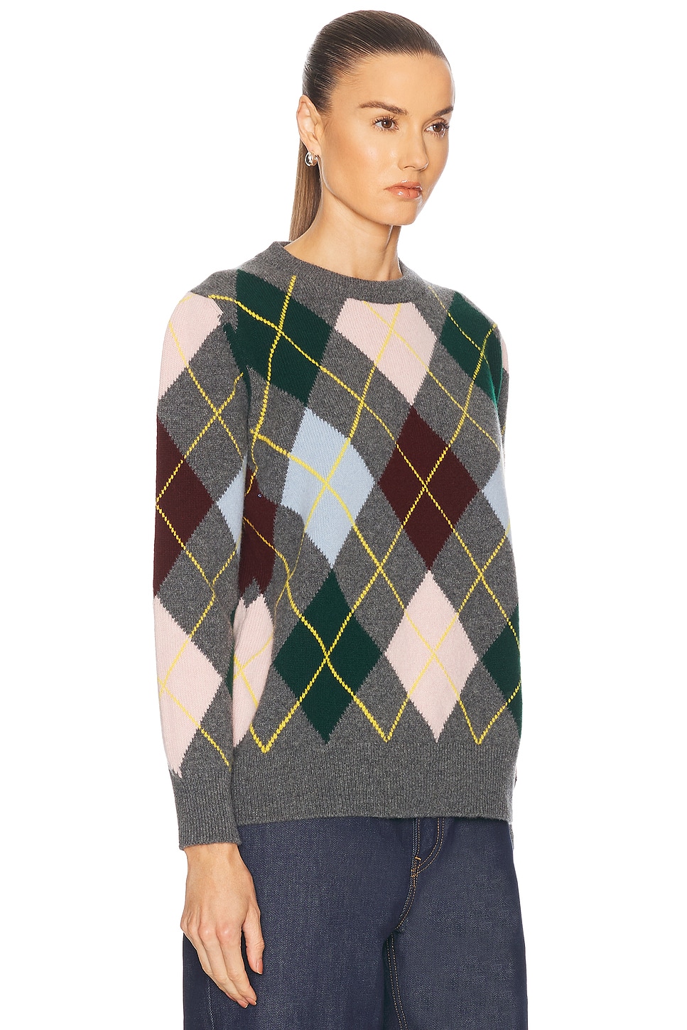 AND-DAUGHTER ARGYLE CREWNECK SWEATER