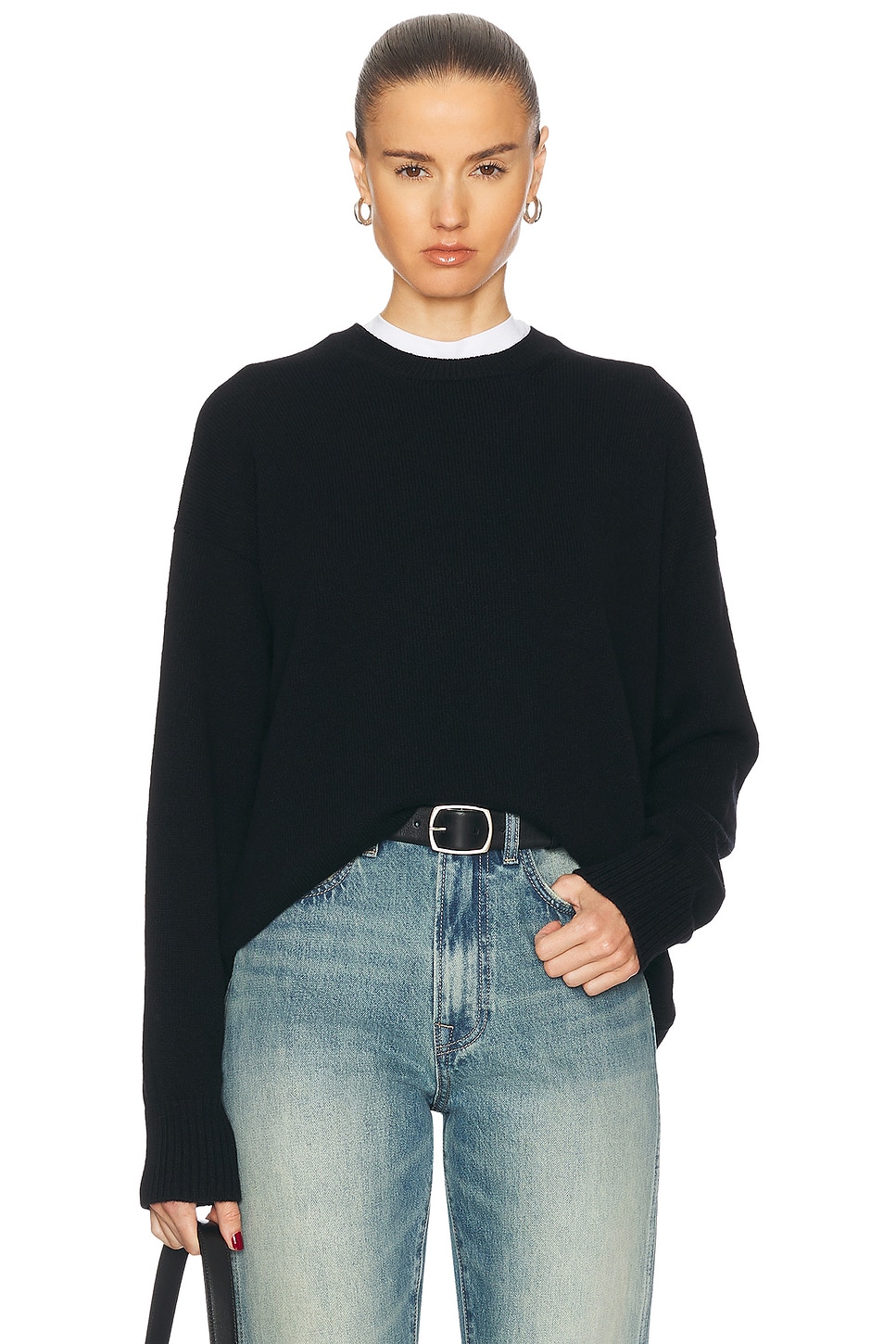 Innes Slouch Crewneck Sweater in Black