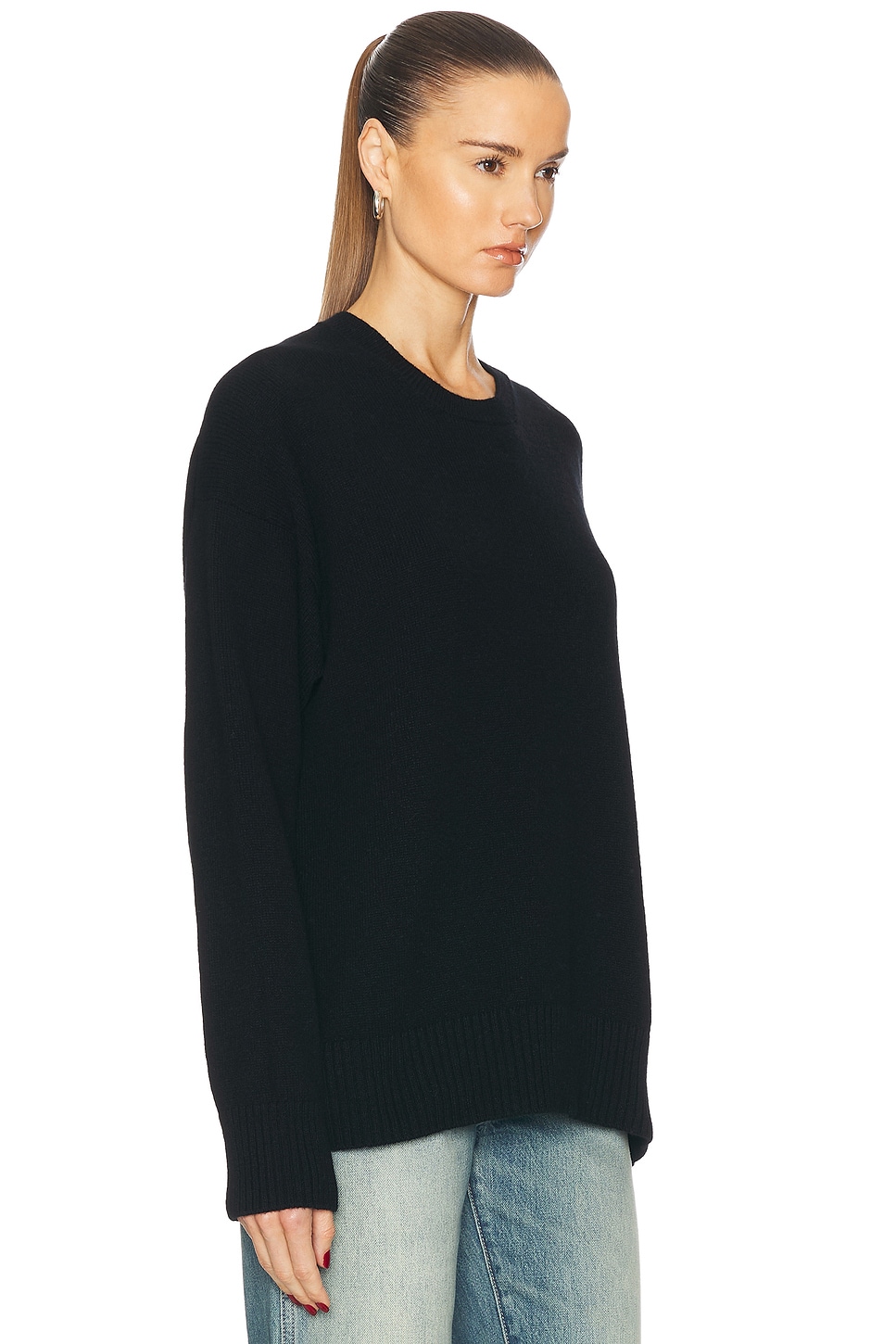 Shop And-daughter Innes Slouch Crewneck Sweater In Black