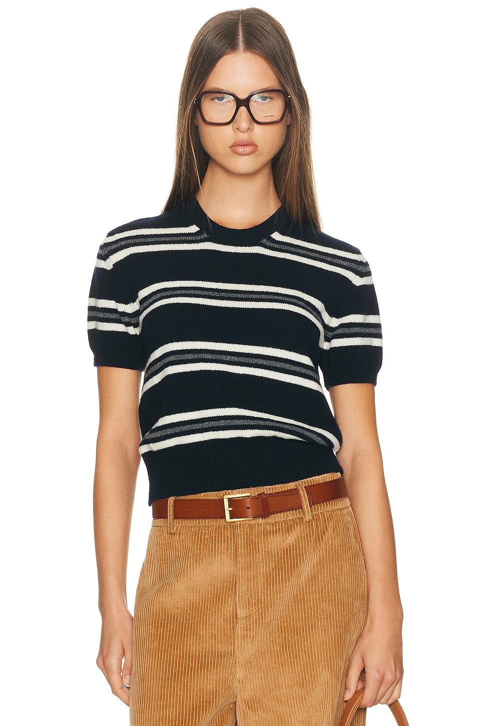 Image 1 of &Daughter Wicklow Stripe T-Shirt in Navy Stripe
