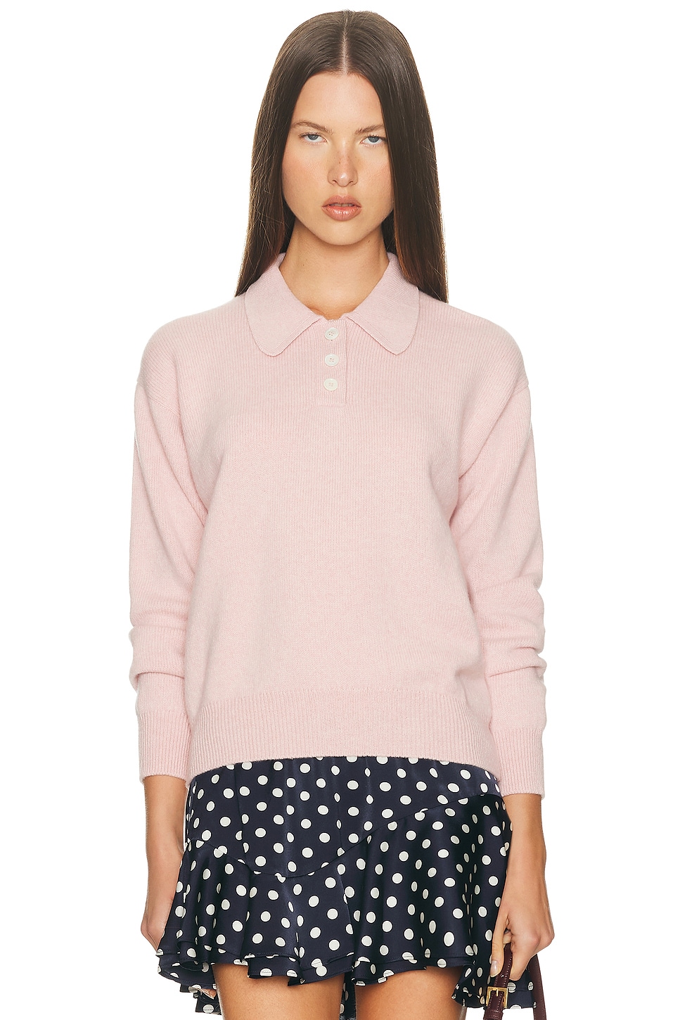 Image 1 of &Daughter Edith Polo Shirt in Pale Pink