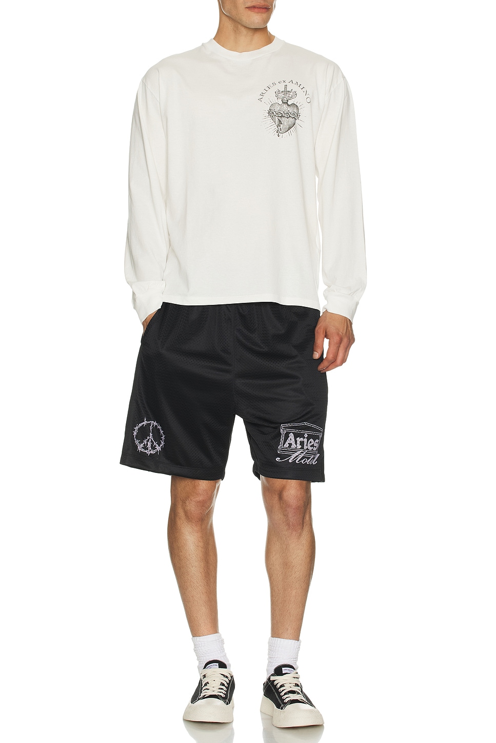 Image 1 of Aries Ramscape Airtex Shorts in Black