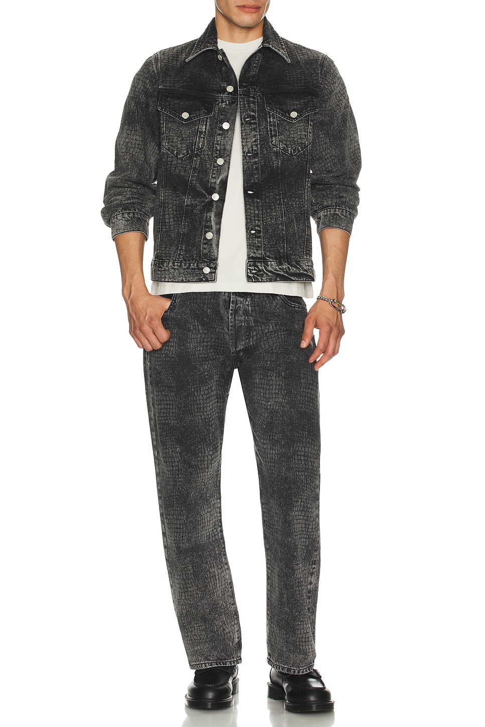 Image 1 of Aries Lasered Croc Lilly Jeans in Black