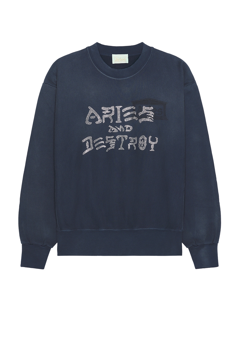 Image 1 of Aries Aged Aries And Destroy Diamante Sweatshirt in Navy
