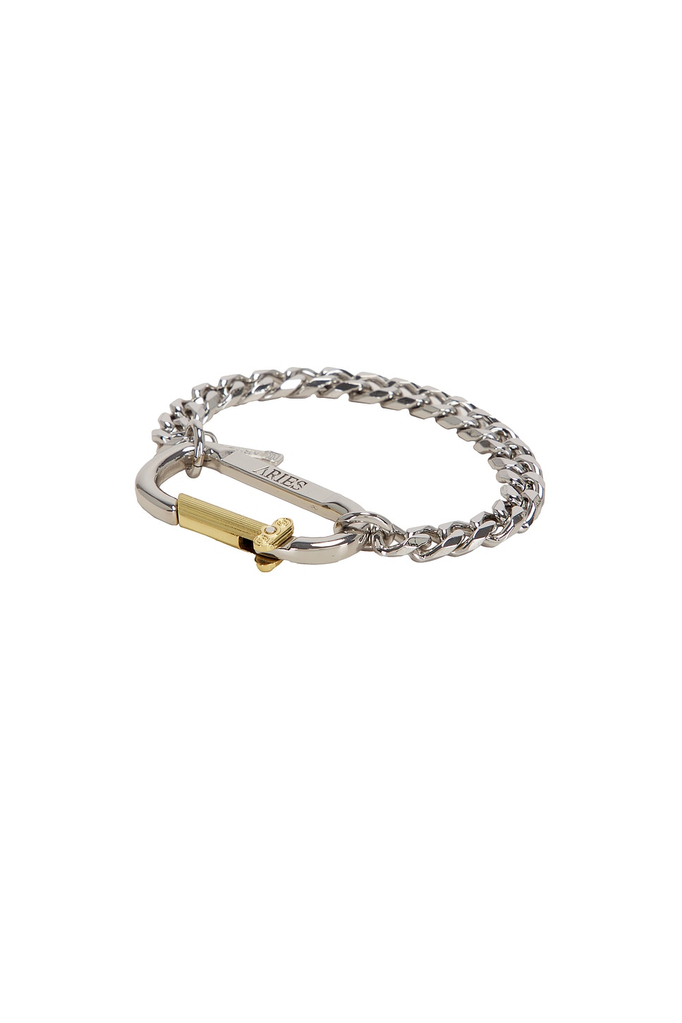 Mini Carabiner Chain Bracelet in Metallic Silver