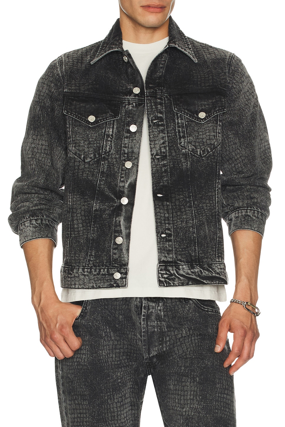 Lasered Croc Trucker Jacket - Thumbnail 5