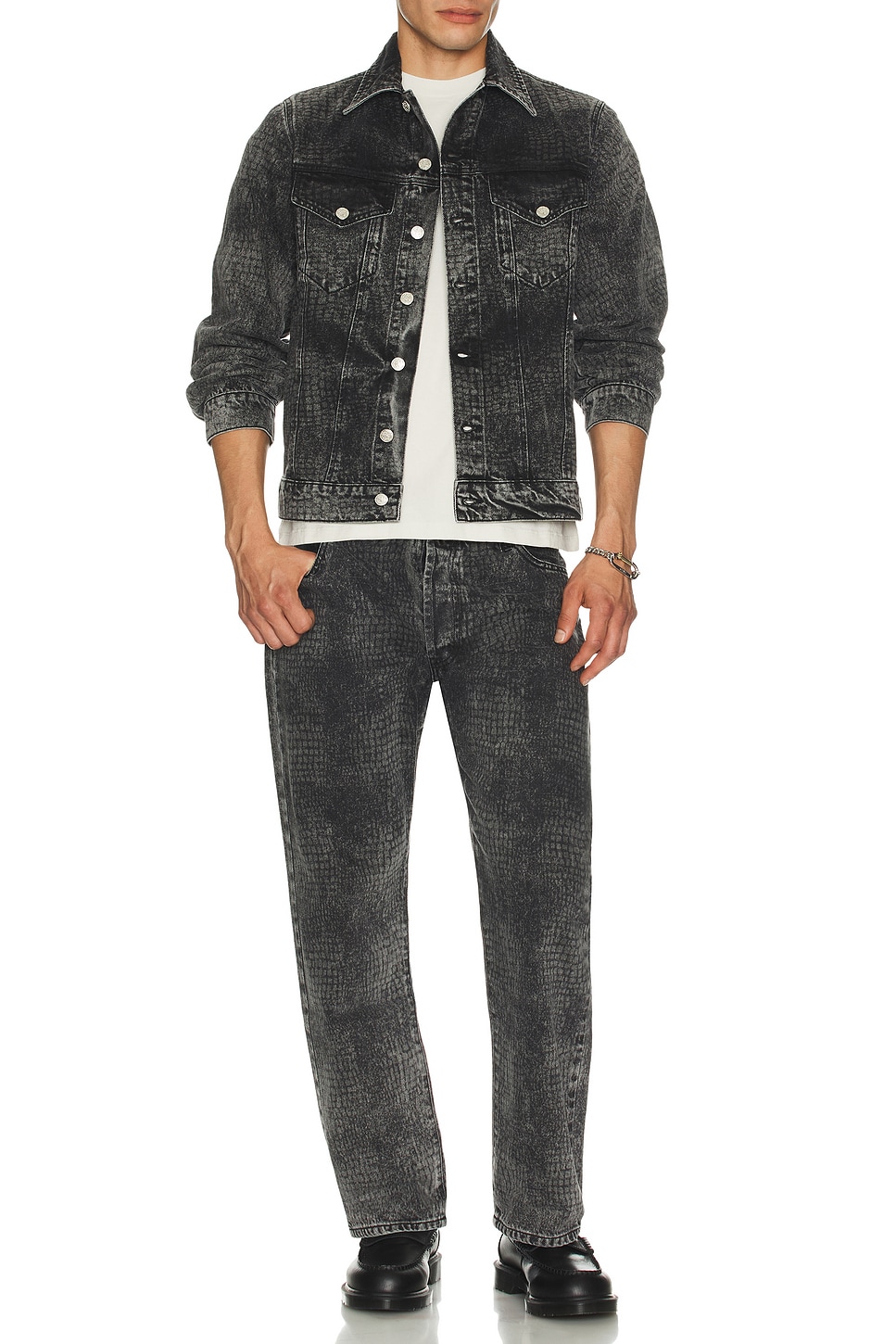 Lasered Croc Trucker Jacket - Thumbnail 1