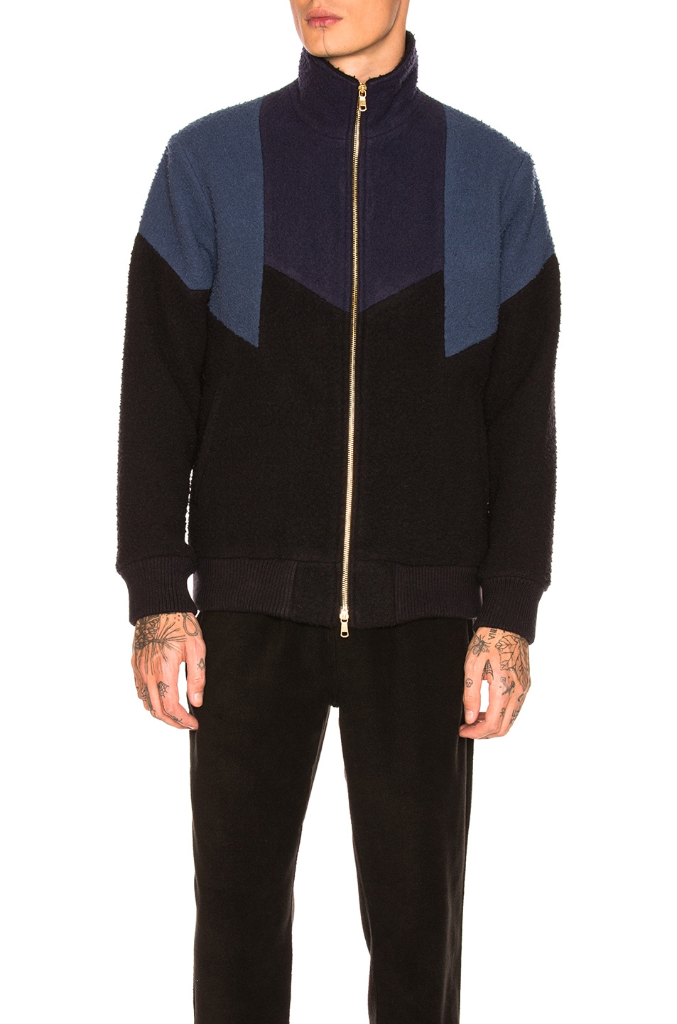 Image 1 of Aime Leon Dore Nubby Wool Panel Track Jacket in Blue