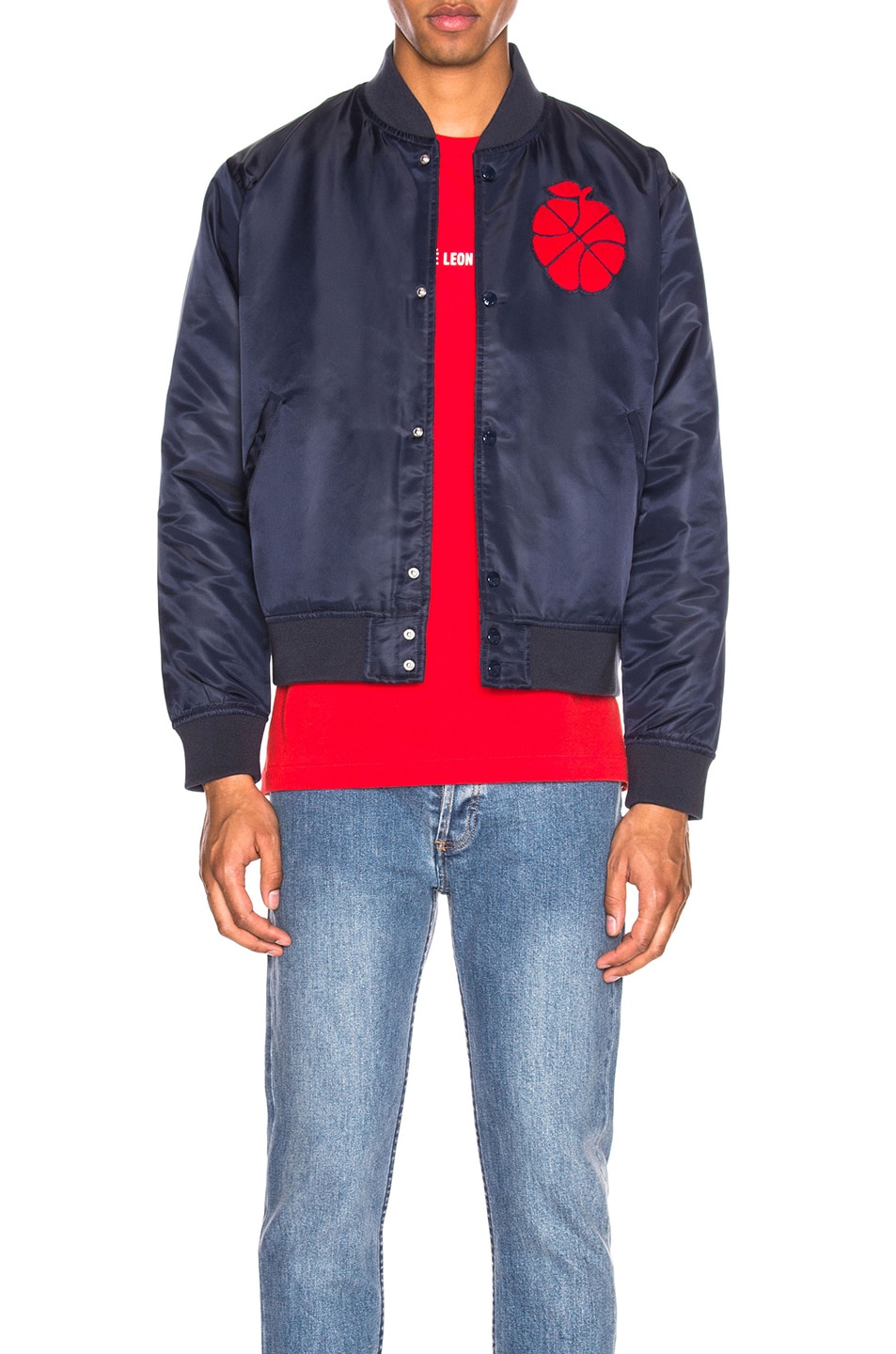 Image 1 of Aime Leon Dore Satin Team Jacket in Navy