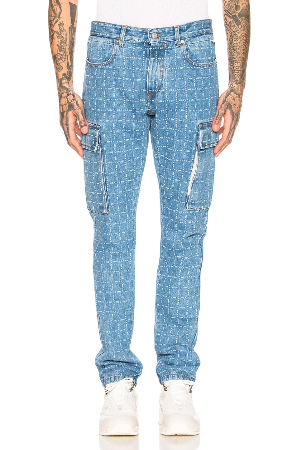 Image 1 of 1017 ALYX 9SM Logo Check Cargo Jeans in Blue