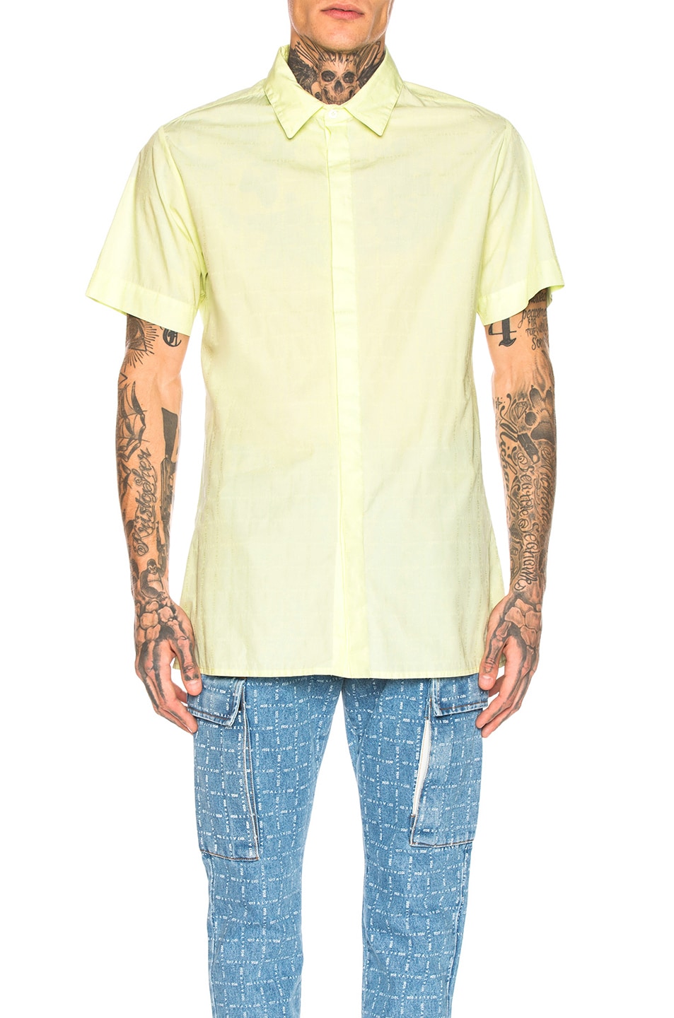 Image 1 of 1017 ALYX 9SM Stevie Button Up Shirt in Neon Yellow