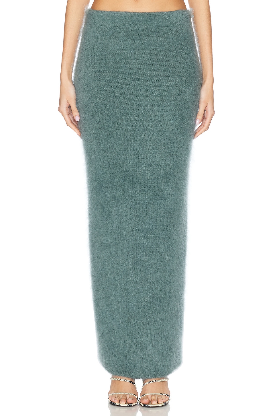 Brushed Mohair Skirt in Teal