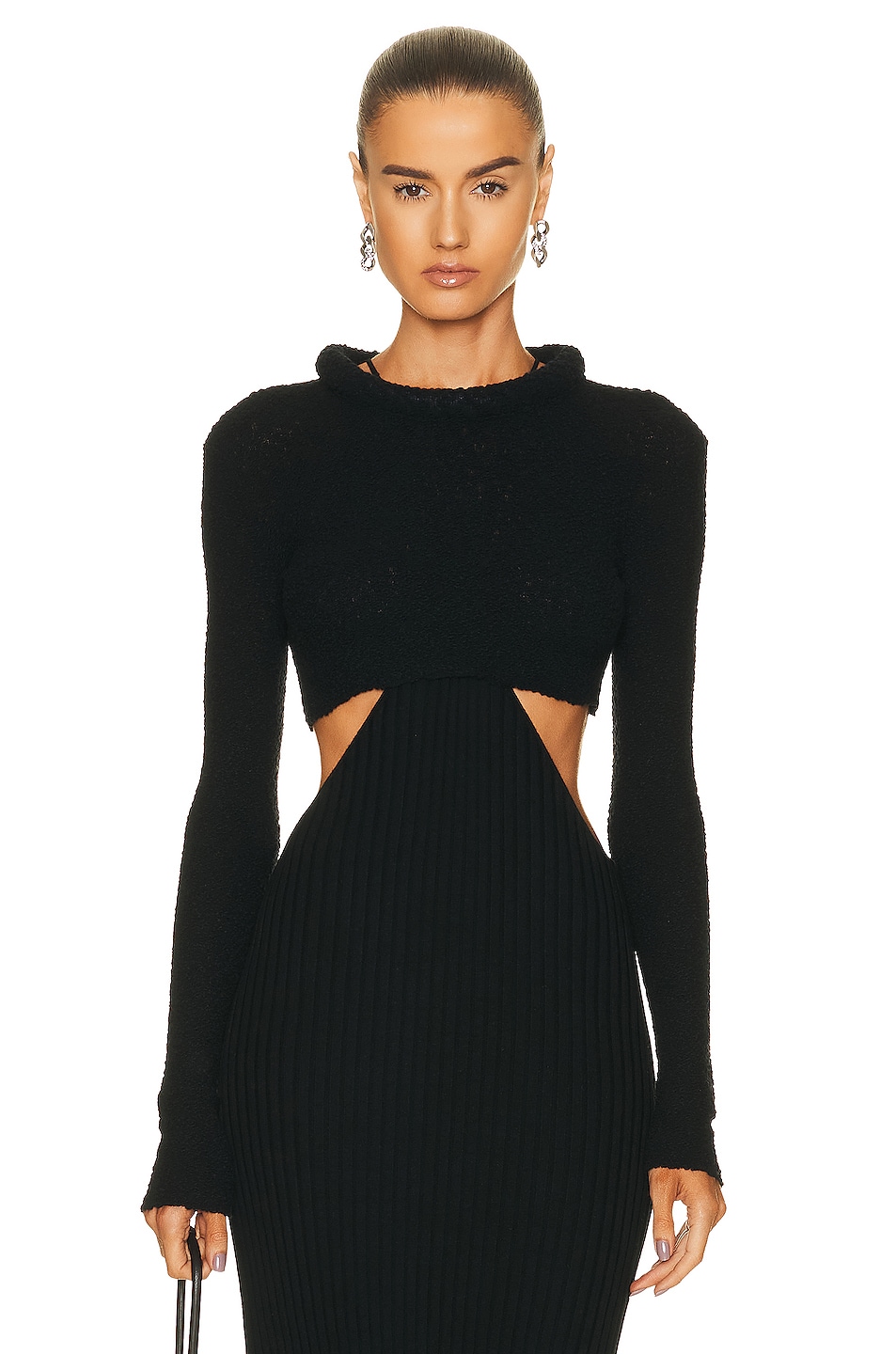 Image 1 of Aisling Camps Pebble Neck Crop Top in Black