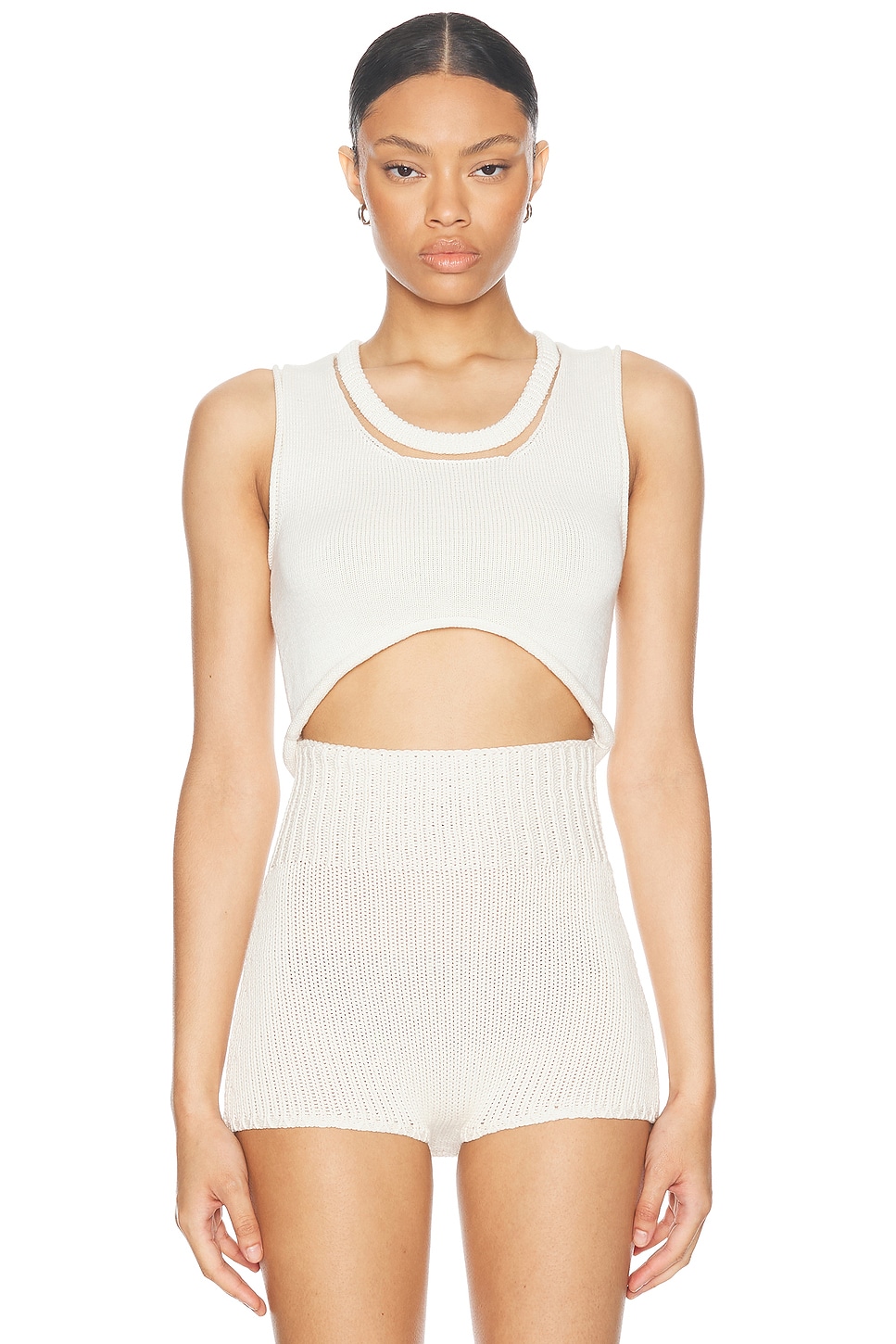 Image 1 of Aisling Camps Cropped Tank Top in Ivory