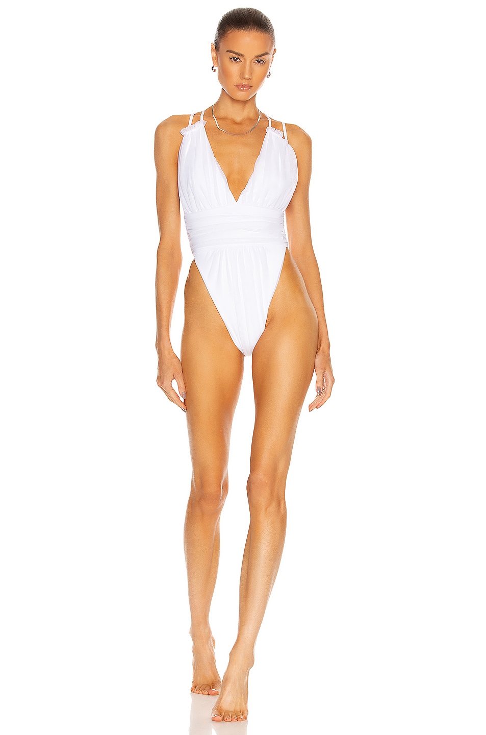 Image 1 of Aisling Camps Ruched Swimsuit in White