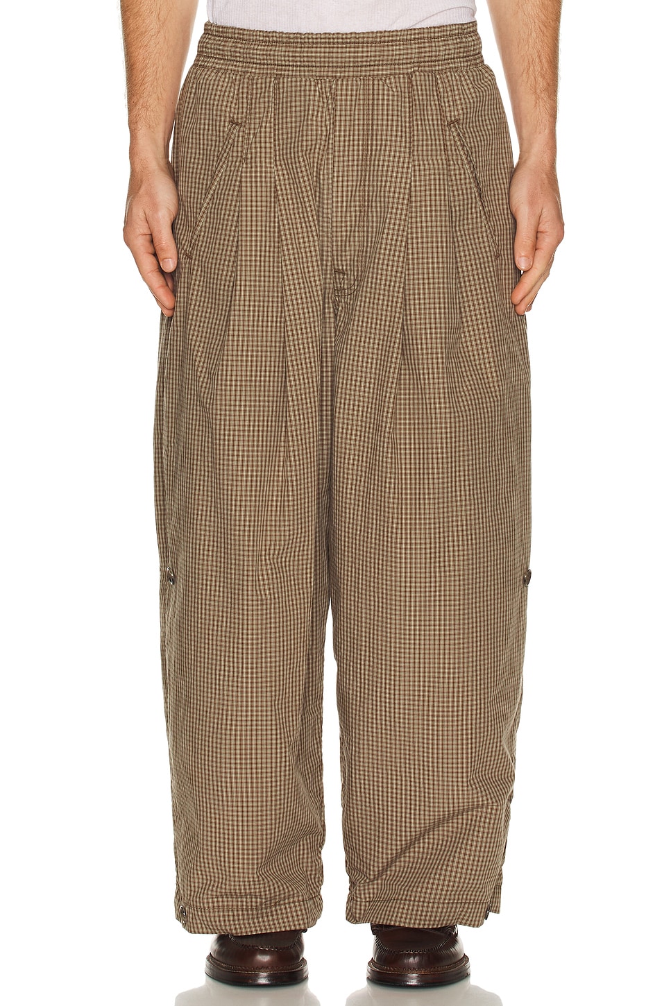 Image 1 of Art Community Japanese Triptych Track Pant in Taupe Plaid
