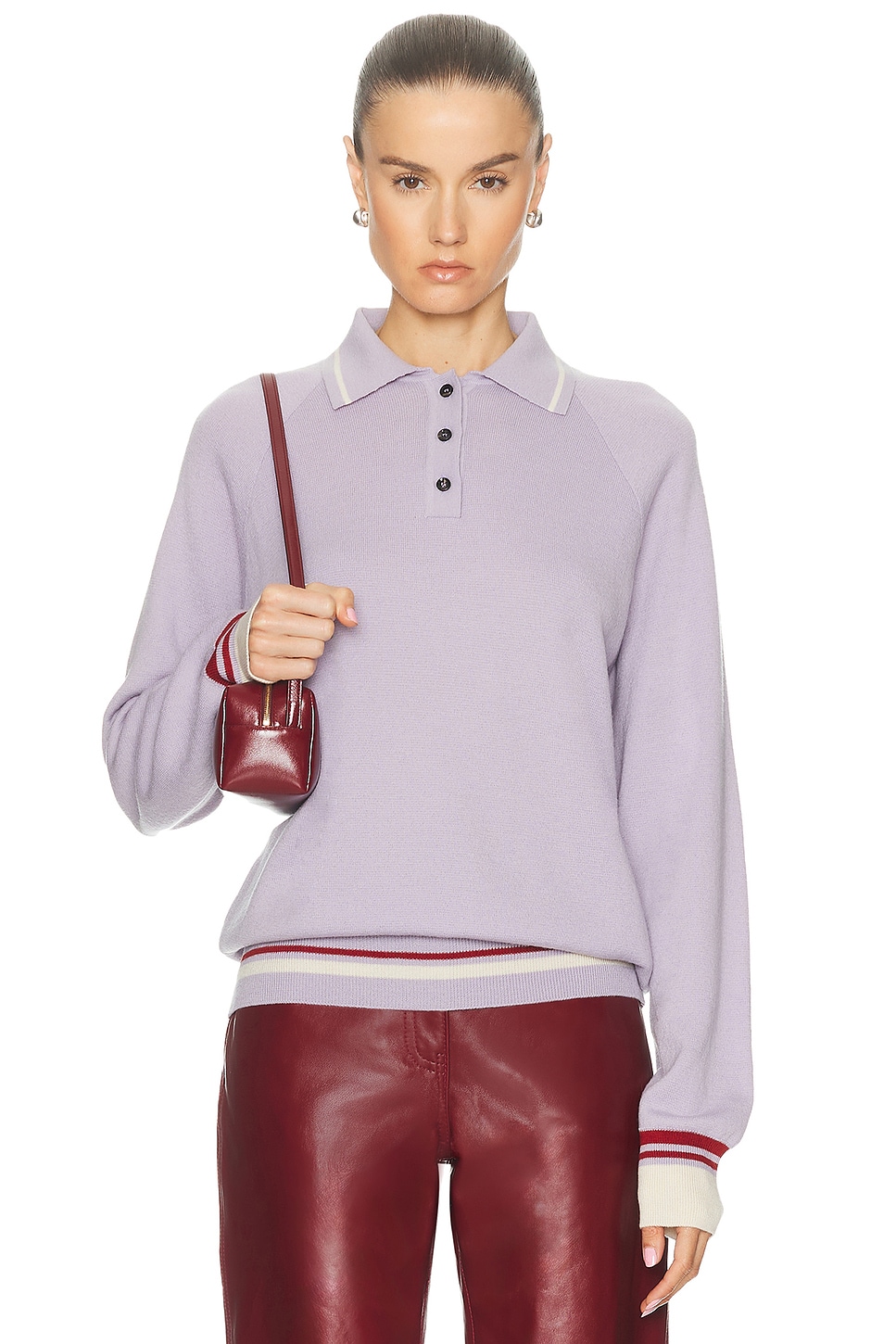 Image 1 of Amiya Ivy Polo Sweater in Lilac