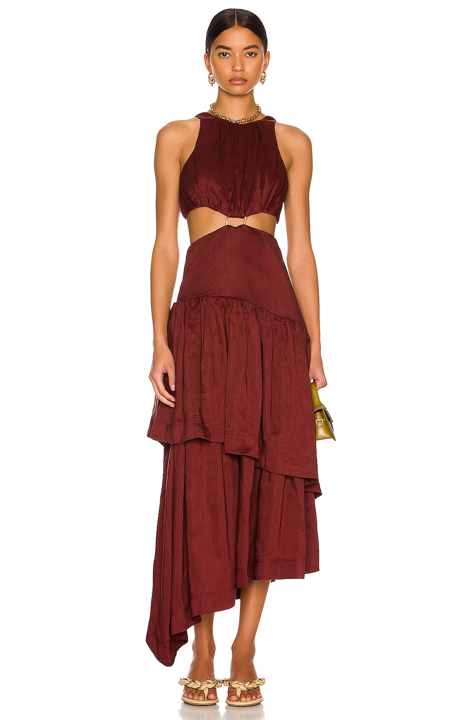 Image 1 of Aje Caliente Cut Out Dress in Russet Brown