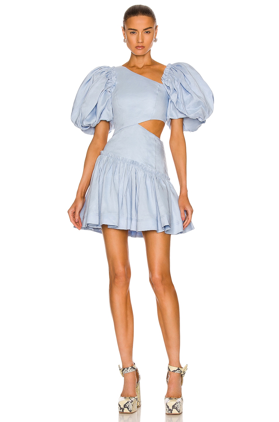 Image 1 of Aje Chateau Cut Out Mini Dress in Sky Blue