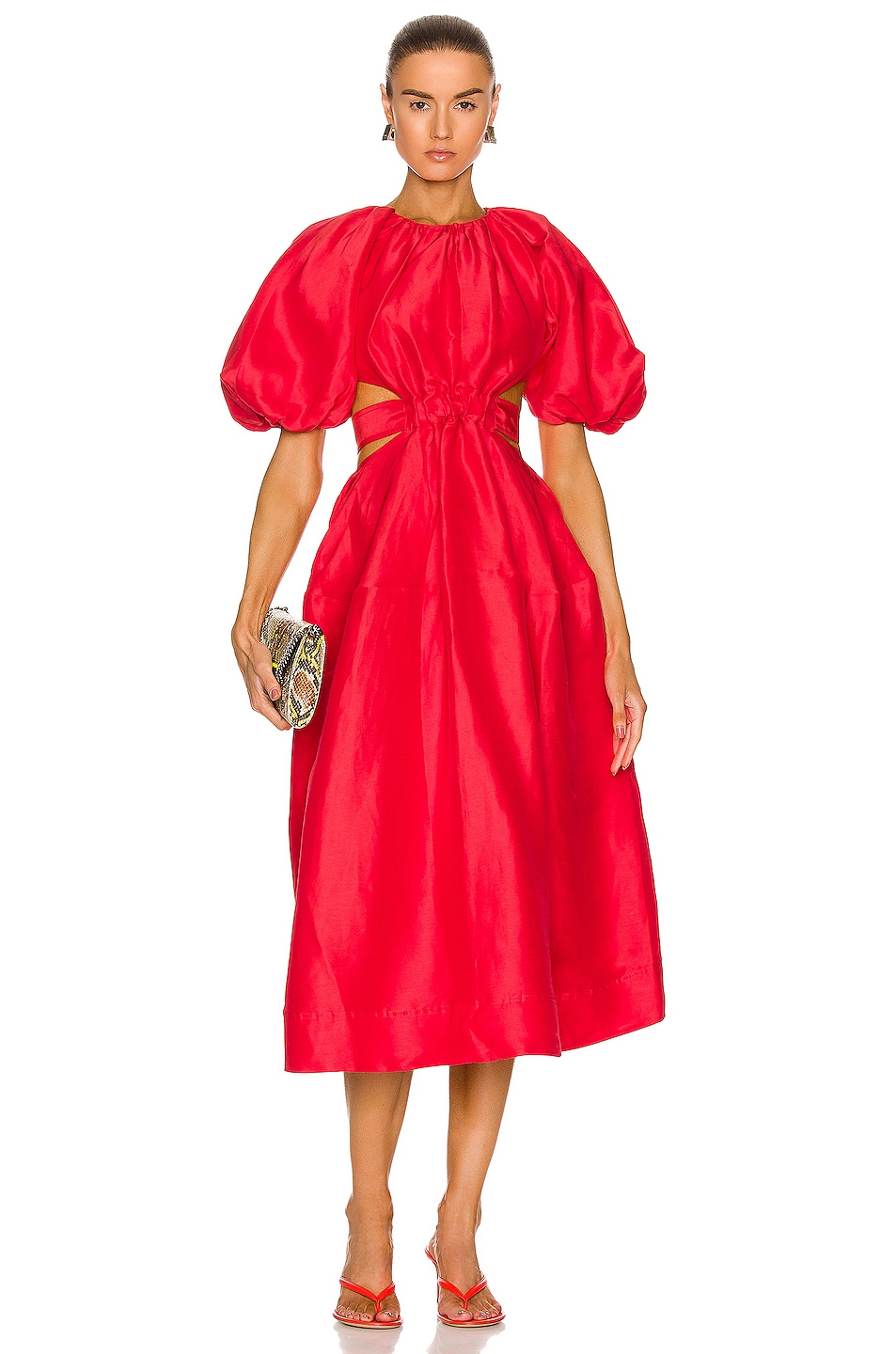 Image 1 of Aje Mimosa Cut Out Midi Dress in Scarlet Red