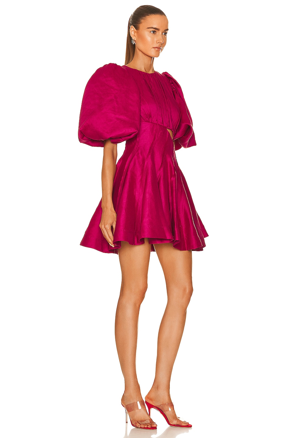 Aje Admiration Asymmetric Mini Dress in Fuchsia | FWRD