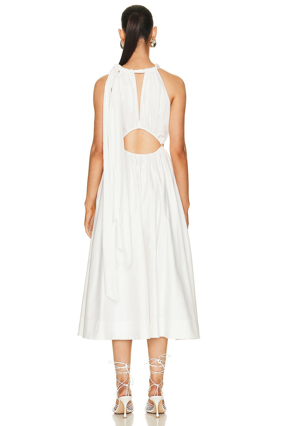 Aje Henriette Tie Strap Midi Dress in Ivory FWRD