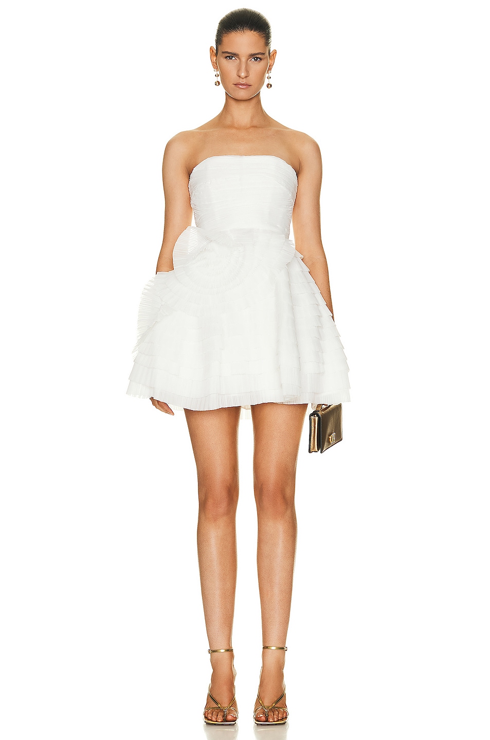 Image 1 of Aje Expressive Pleated Mini Dress in Ivory