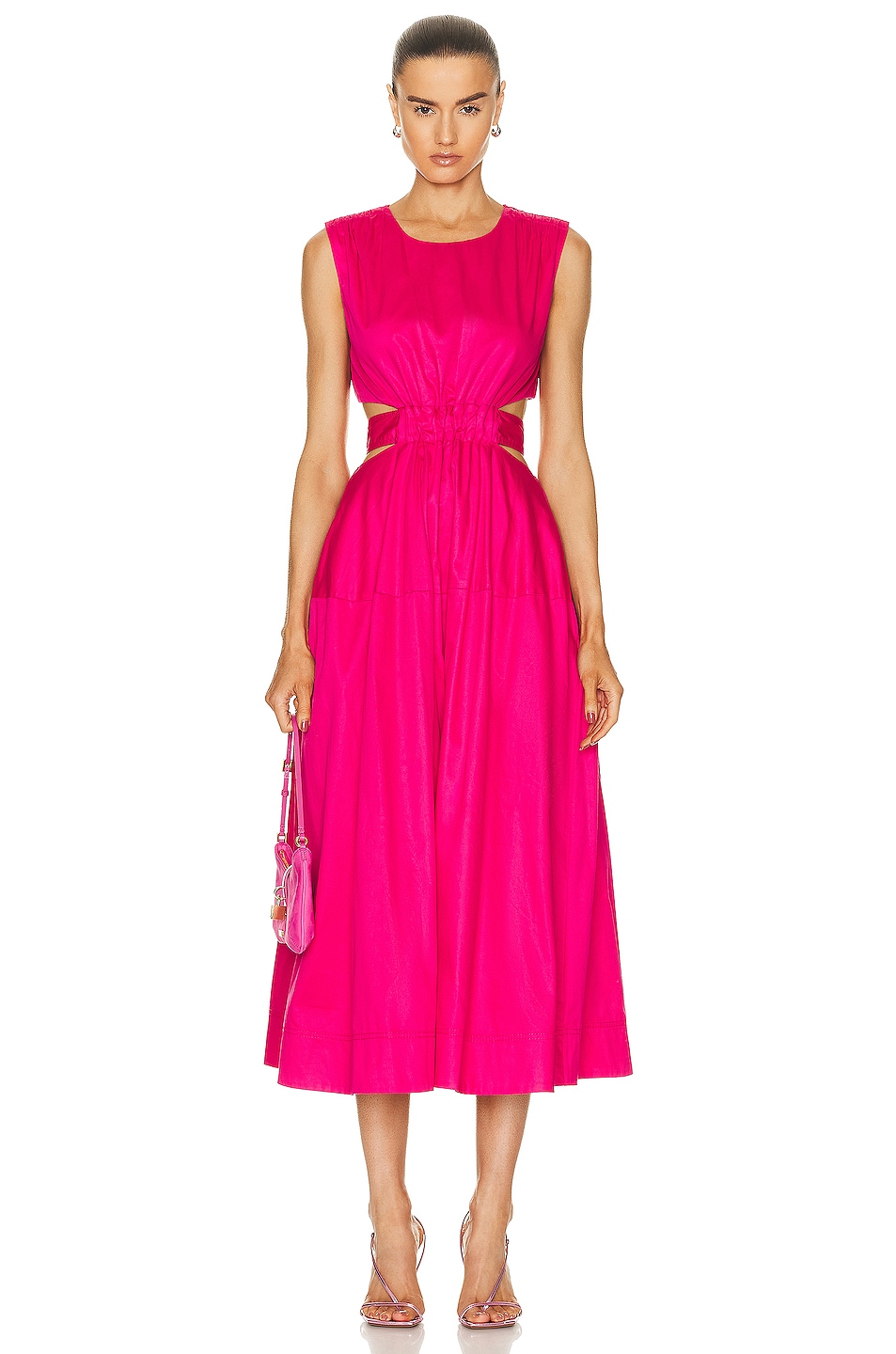 Image 1 of Aje Zorina Tie Midi Dress in Hot Pink