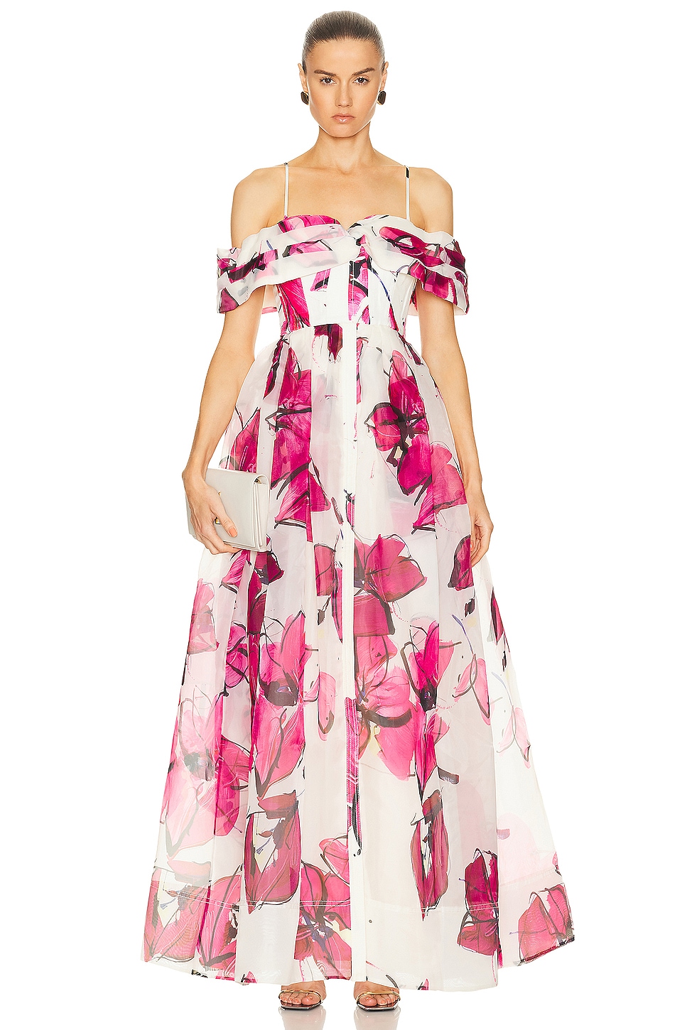 Image 1 of Aje Cordelia Corsetted Maxi Dress in Falling Florals