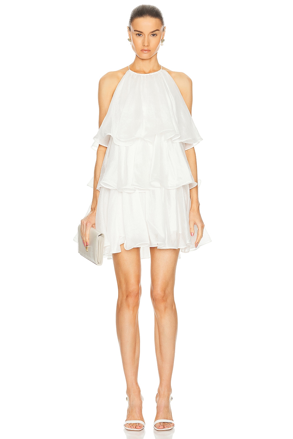 Image 1 of Aje Claudia Tiered Mini Dress in Ivory