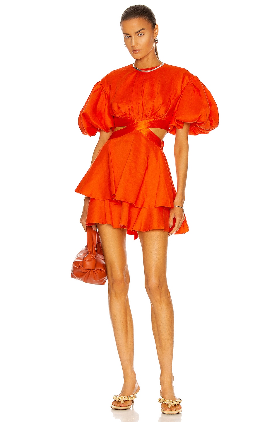 Image 1 of Aje Gracious Cut Out Mini Dress in Saffron