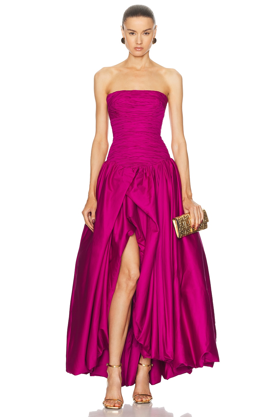 Image 1 of Aje Violette Bubble Hem Maxi Dress in Deep Magenta