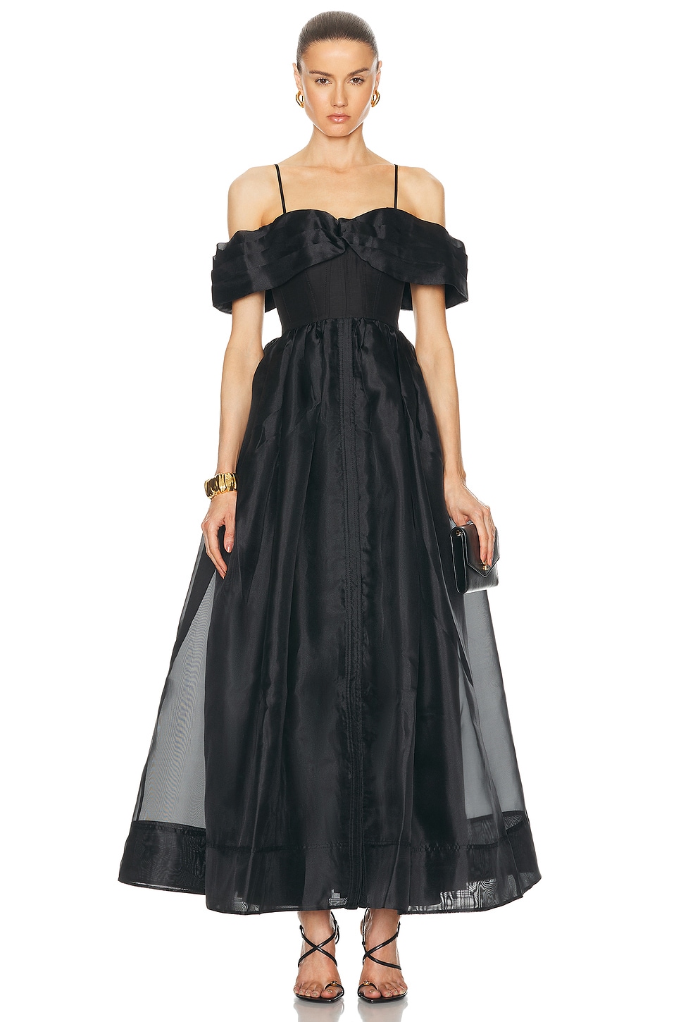 Image 1 of Aje Cordelia Corsetted Maxi Dress in Black